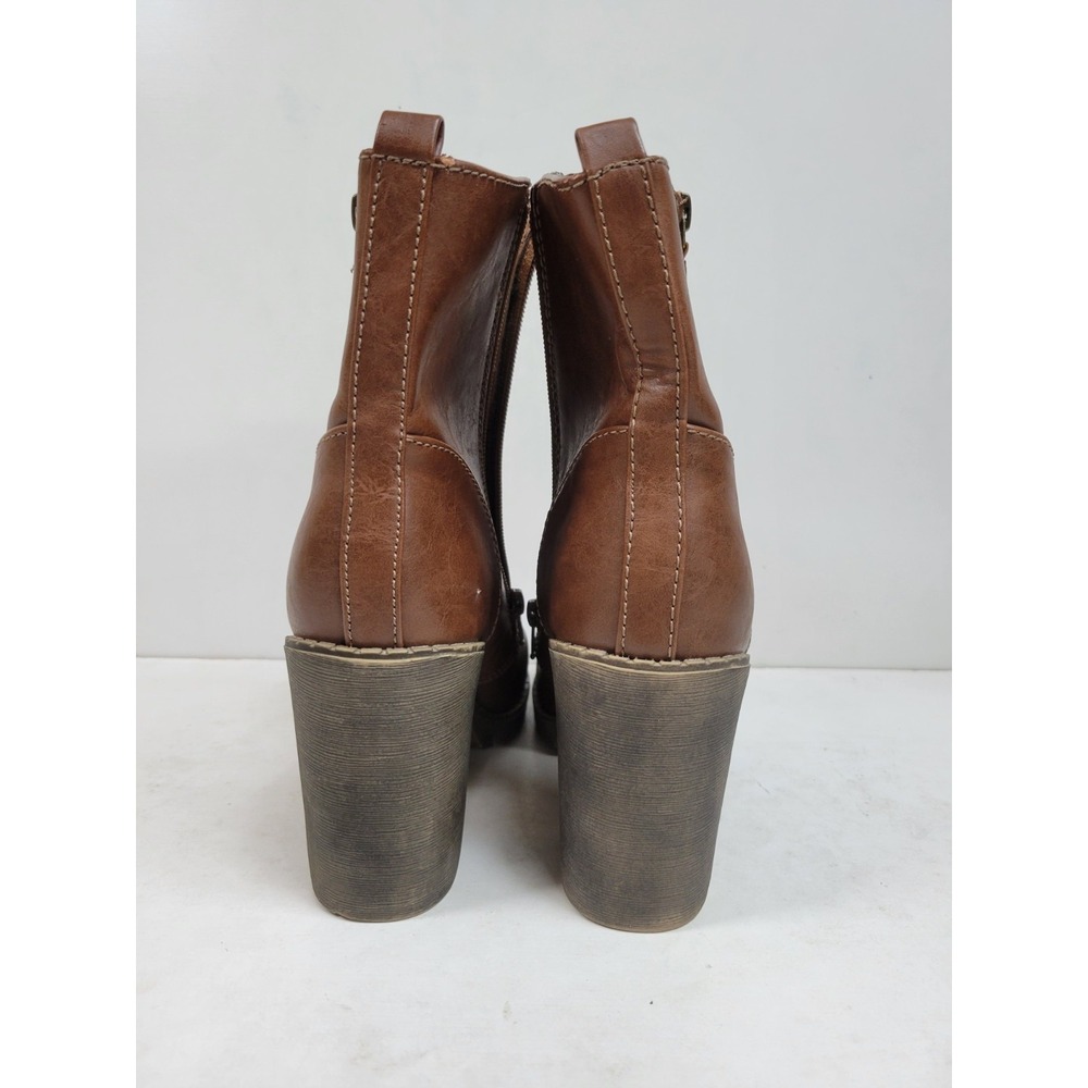 Soda Women's Brown Lace Up Combat Ankle Boots Block‎ Heel Lug Sole Size 7.5 - Picture 9 of 9
